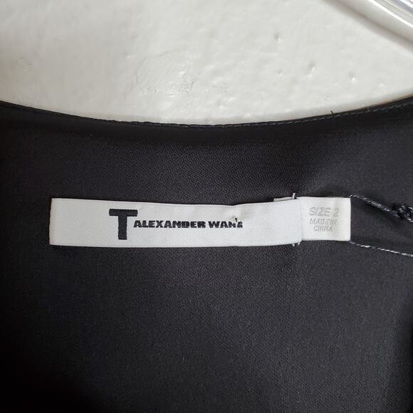 T Alexander Wang Satin Cocktail Dress Black Size 2 Minimalist Modern Artsy Chic - Picture 12 of 13